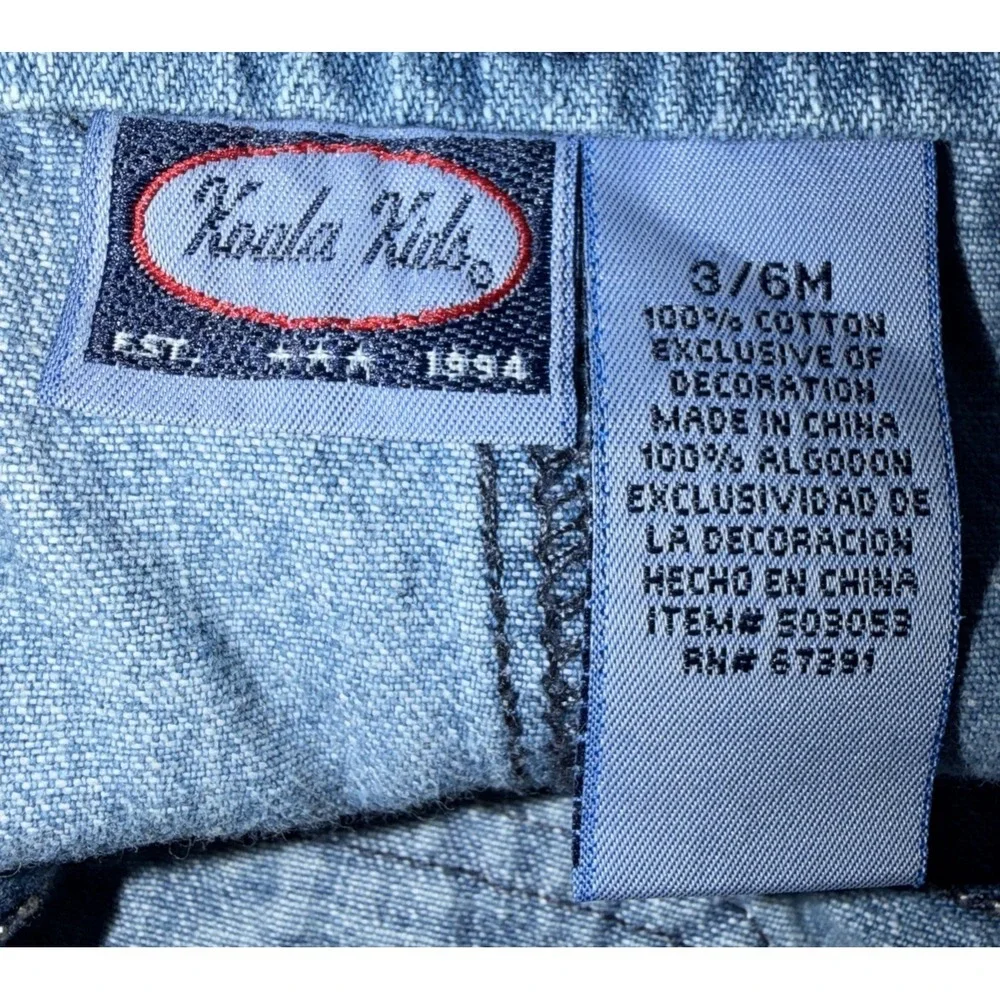 Vtg Koala Kids Denim Shortalls Jean Overalls Shorts Baby 3-6 M Laguna Beach Surf